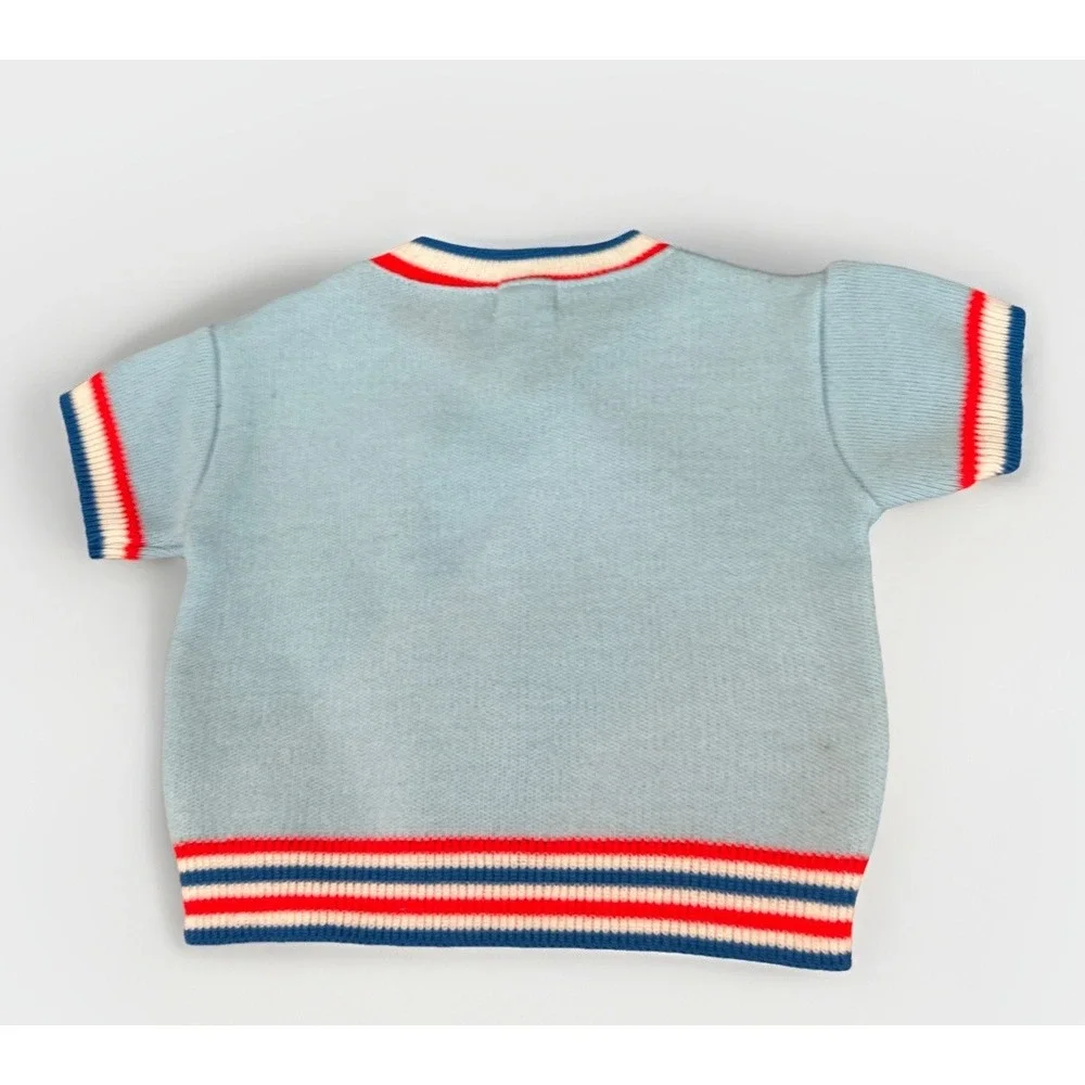 vintage spun cotton baby short set blue white and red tennis‎ 6 months Japan